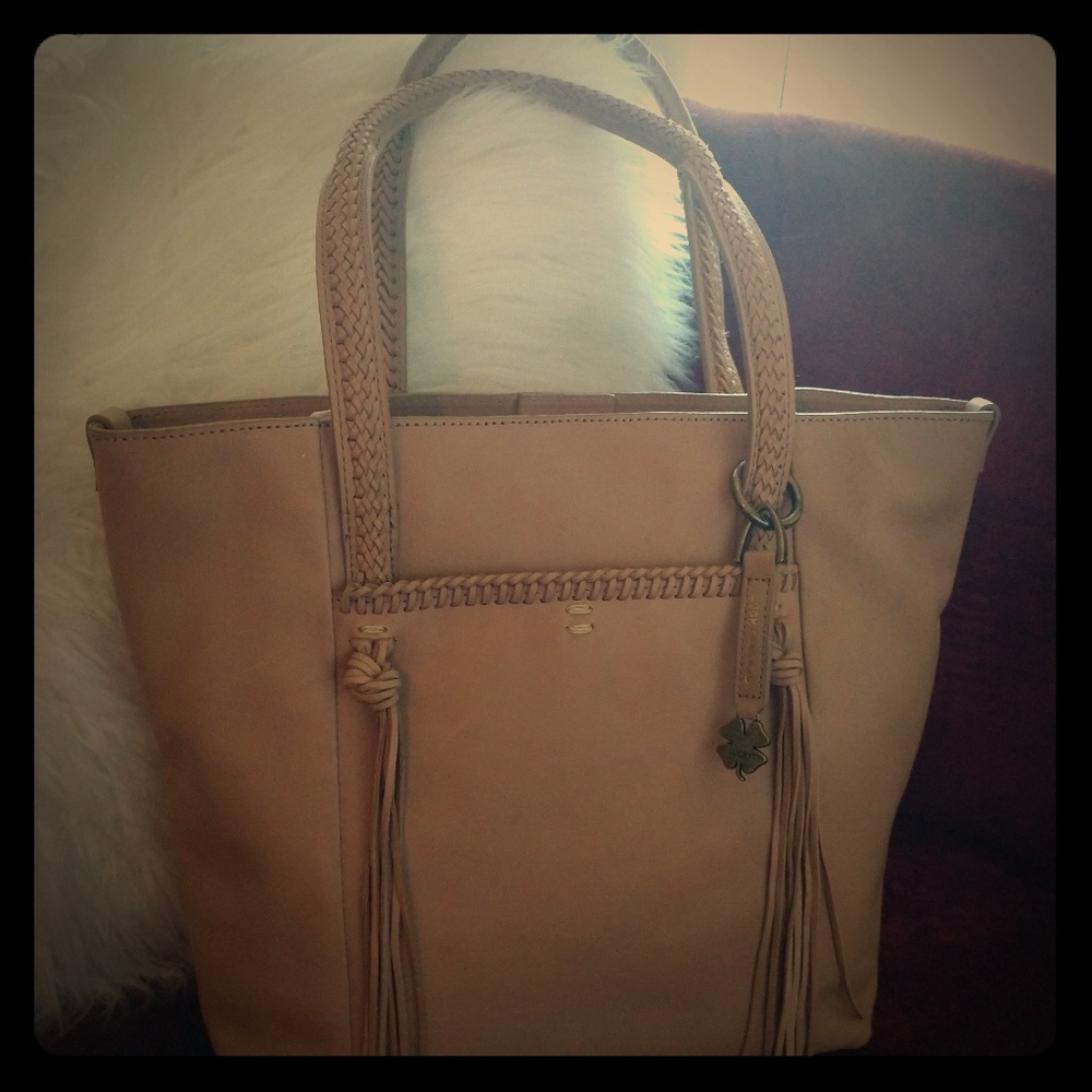 Lucky Brand 100% leather, tan tote handbag